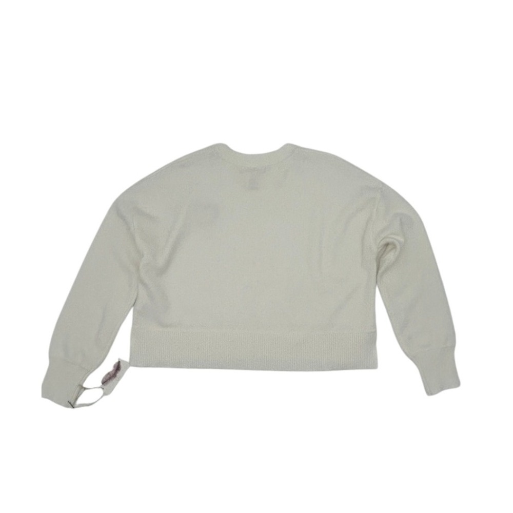 NWT Jessica Simpson Ivory Cropped Knit Sweater Pink Heart Patch Womens Size M - Picture 8 of 9